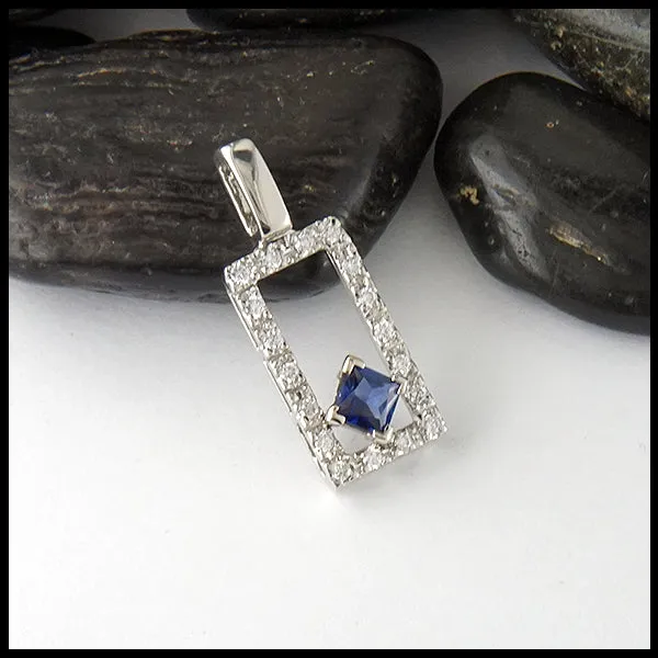 Diamond and Sapphire White Gold Pendant