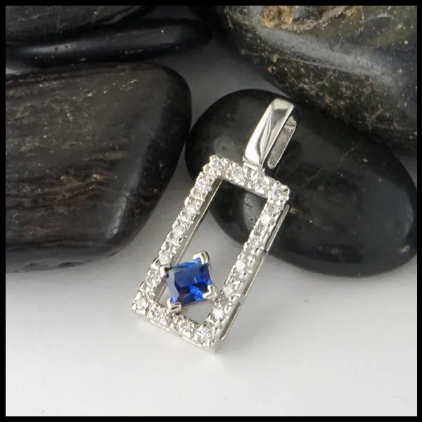 Diamond and Sapphire White Gold Pendant