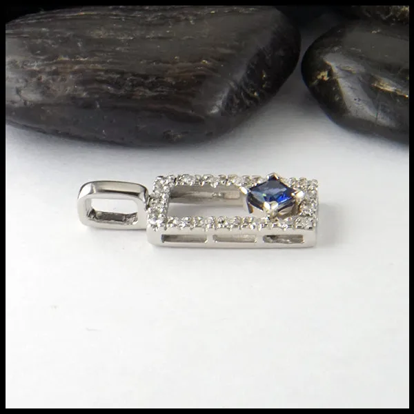 Diamond and Sapphire White Gold Pendant