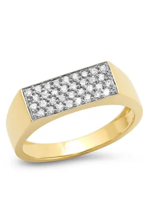 Diamond Staple Signet Ring