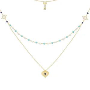 Double Chain Adjustable Necklace - Yellow Silver