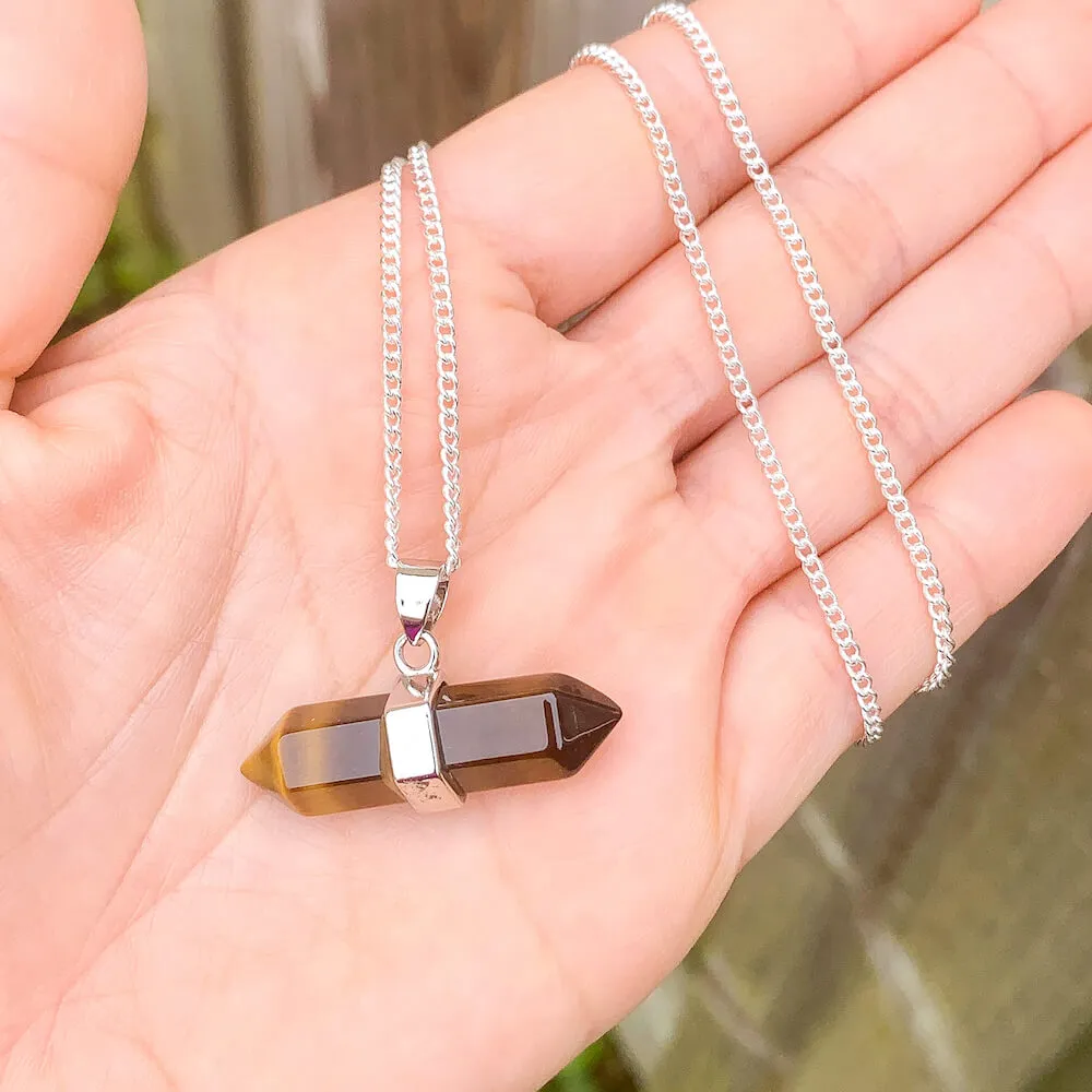Double Point Horizontal Crystal Necklace