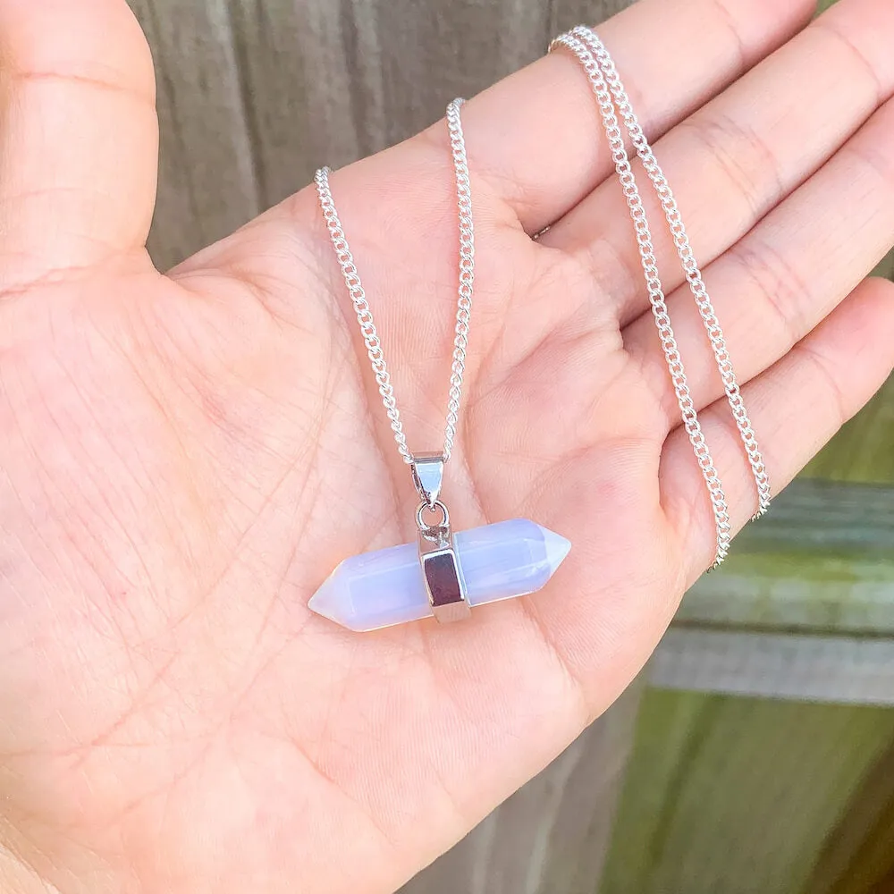 Double Point Horizontal Crystal Necklace