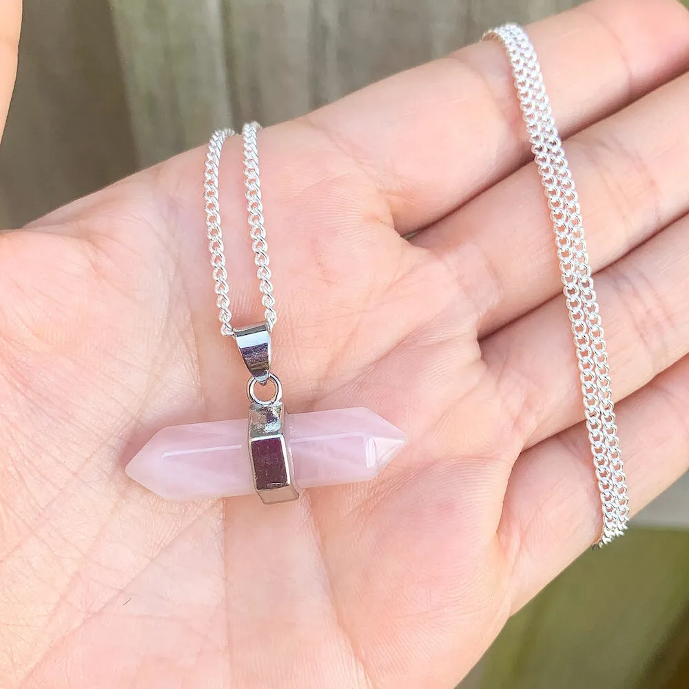 Double Point Horizontal Crystal Necklace