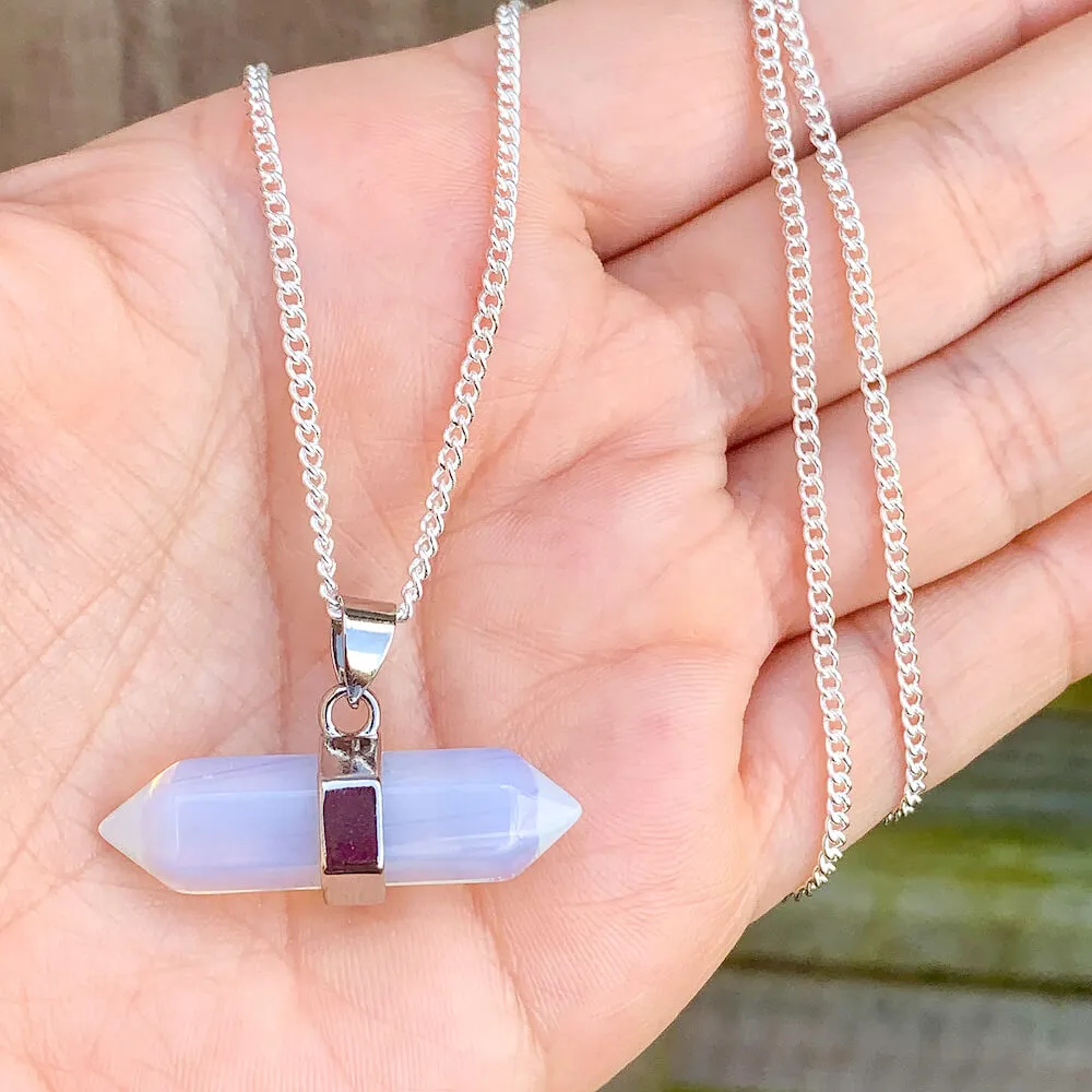 Double Point Horizontal Crystal Necklace