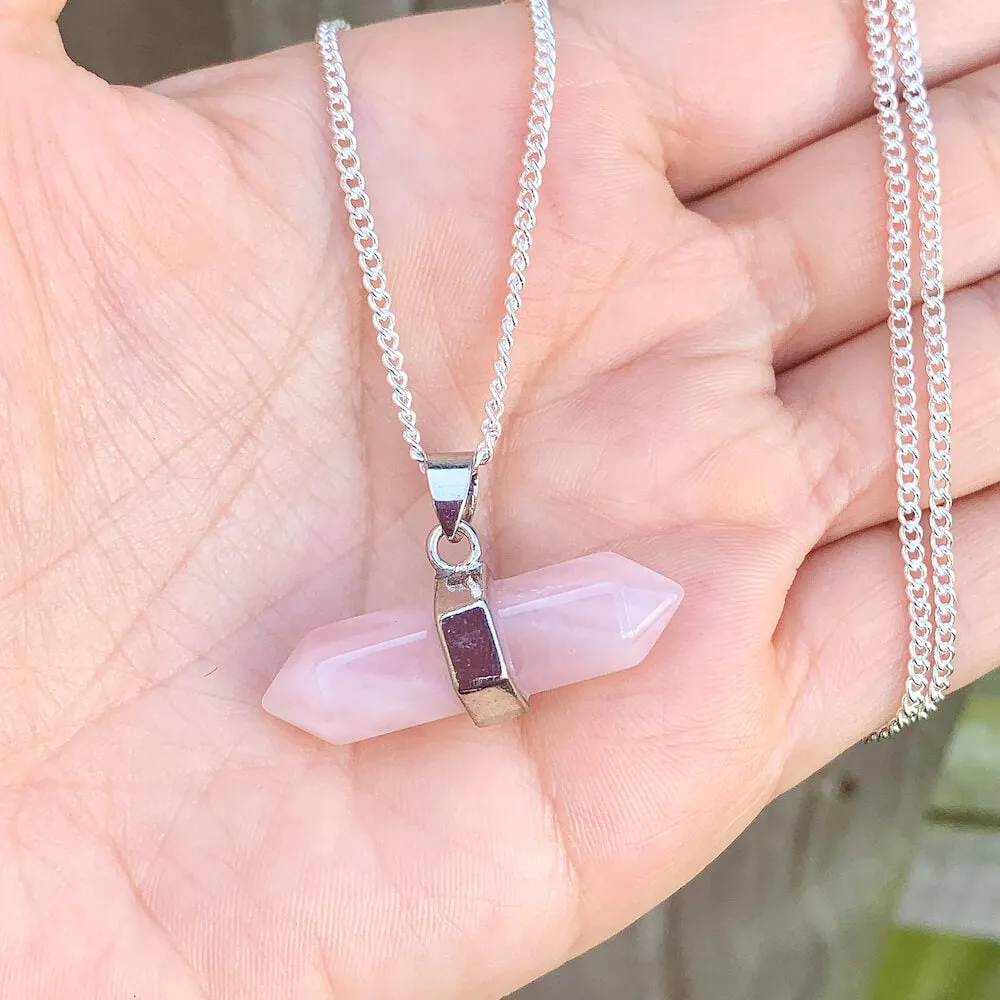 Double Point Horizontal Crystal Necklace