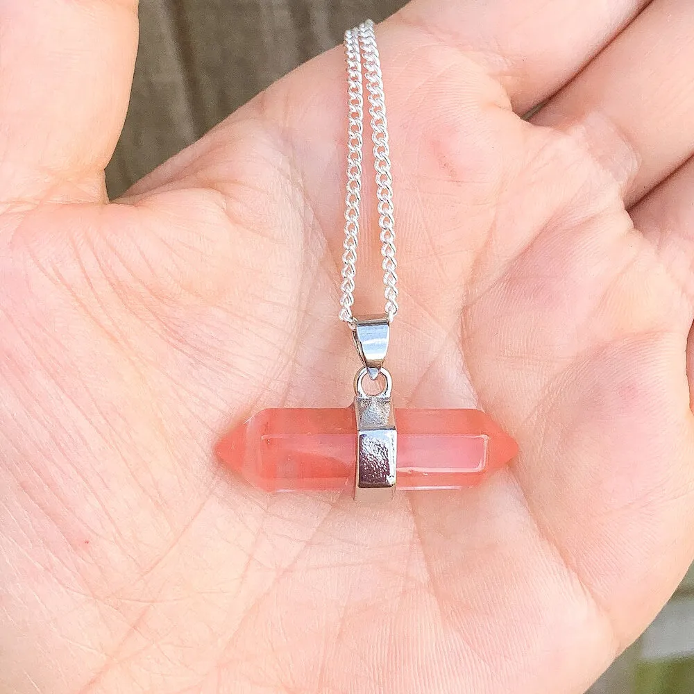 Double Point Horizontal Crystal Necklace