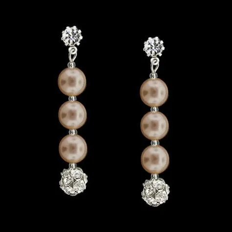 Earrings with Rhinestone Beads & Pearls - 2"