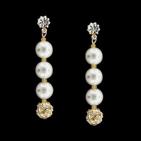 Earrings with Rhinestone Beads & Pearls - 2"