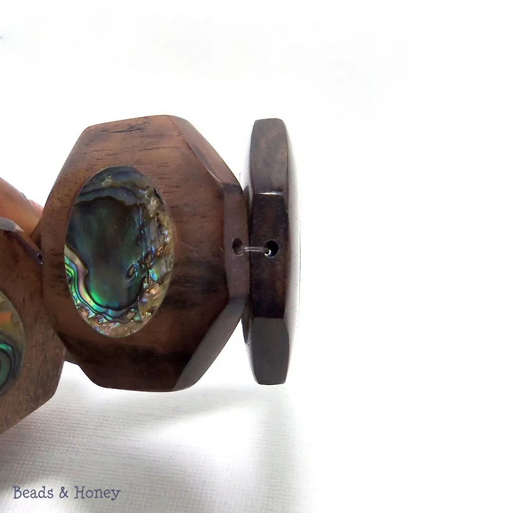 Ebony Wood with Abalone Shell Octagon 35mm (6pcs)