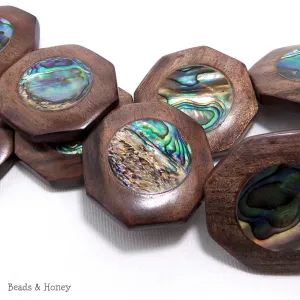 Ebony Wood with Abalone Shell Octagon 35mm (6pcs)