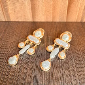 'Elodie' art deco inspired pearl chandelier earrings