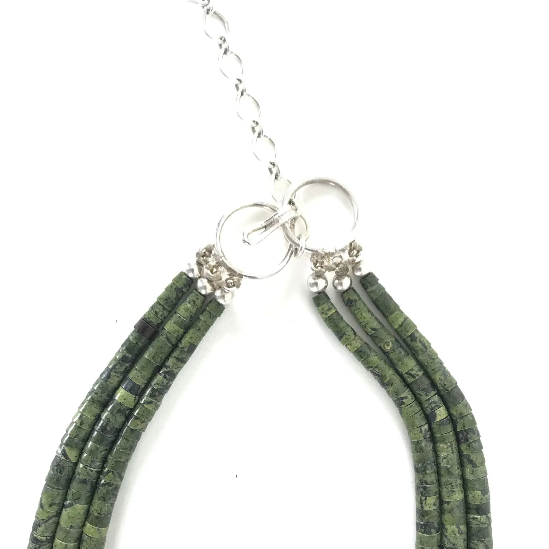 Stunning Elouise Padilla Triple-Strand Serpentine Heishi Necklace with Medallion - Handcrafted Jewelry
