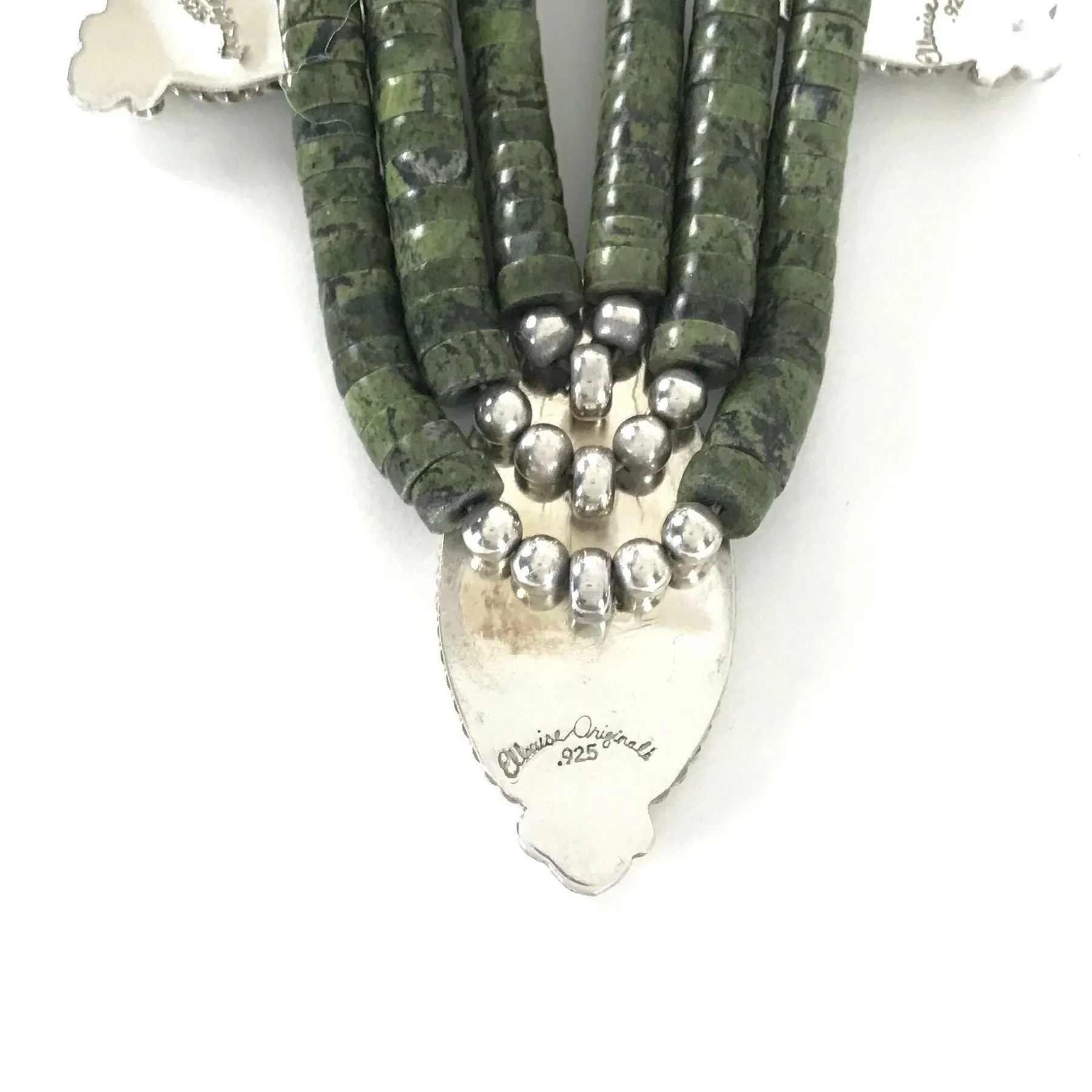 Stunning Elouise Padilla Triple-Strand Serpentine Heishi Necklace with Medallion - Handcrafted Jewelry