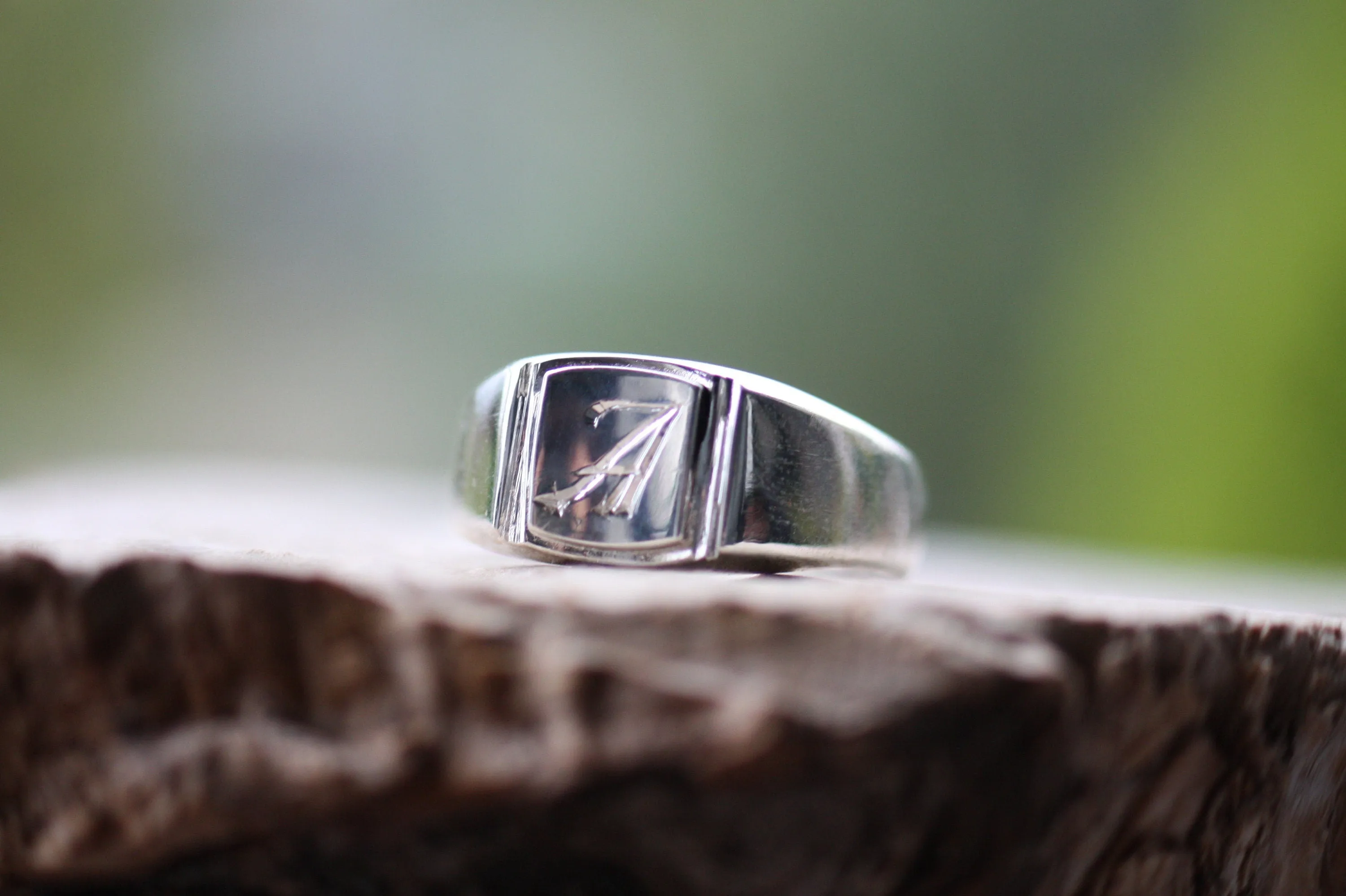 Engraved Square signet monogram ring
