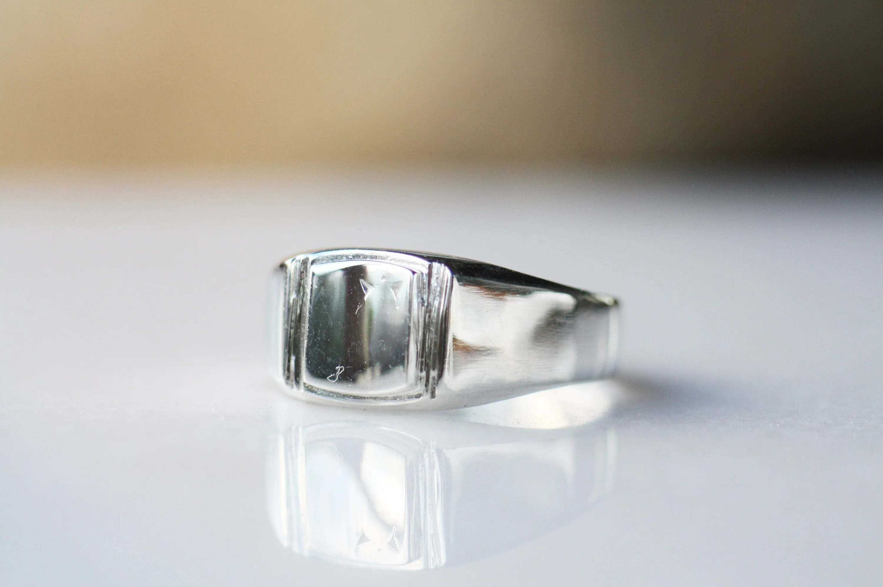 Engraved Square signet monogram ring
