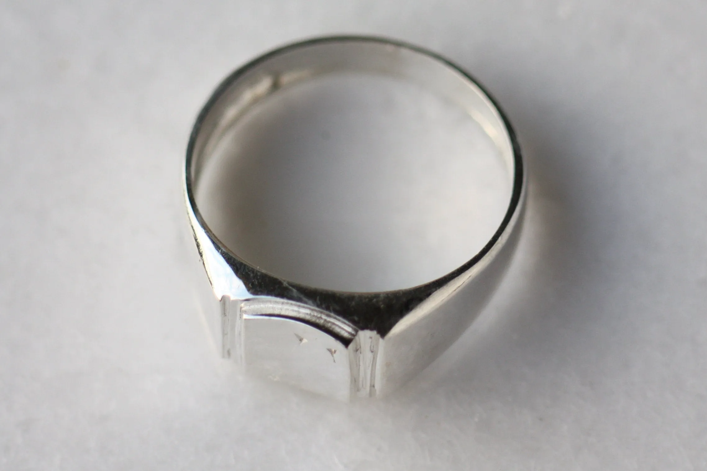 Engraved Square signet monogram ring