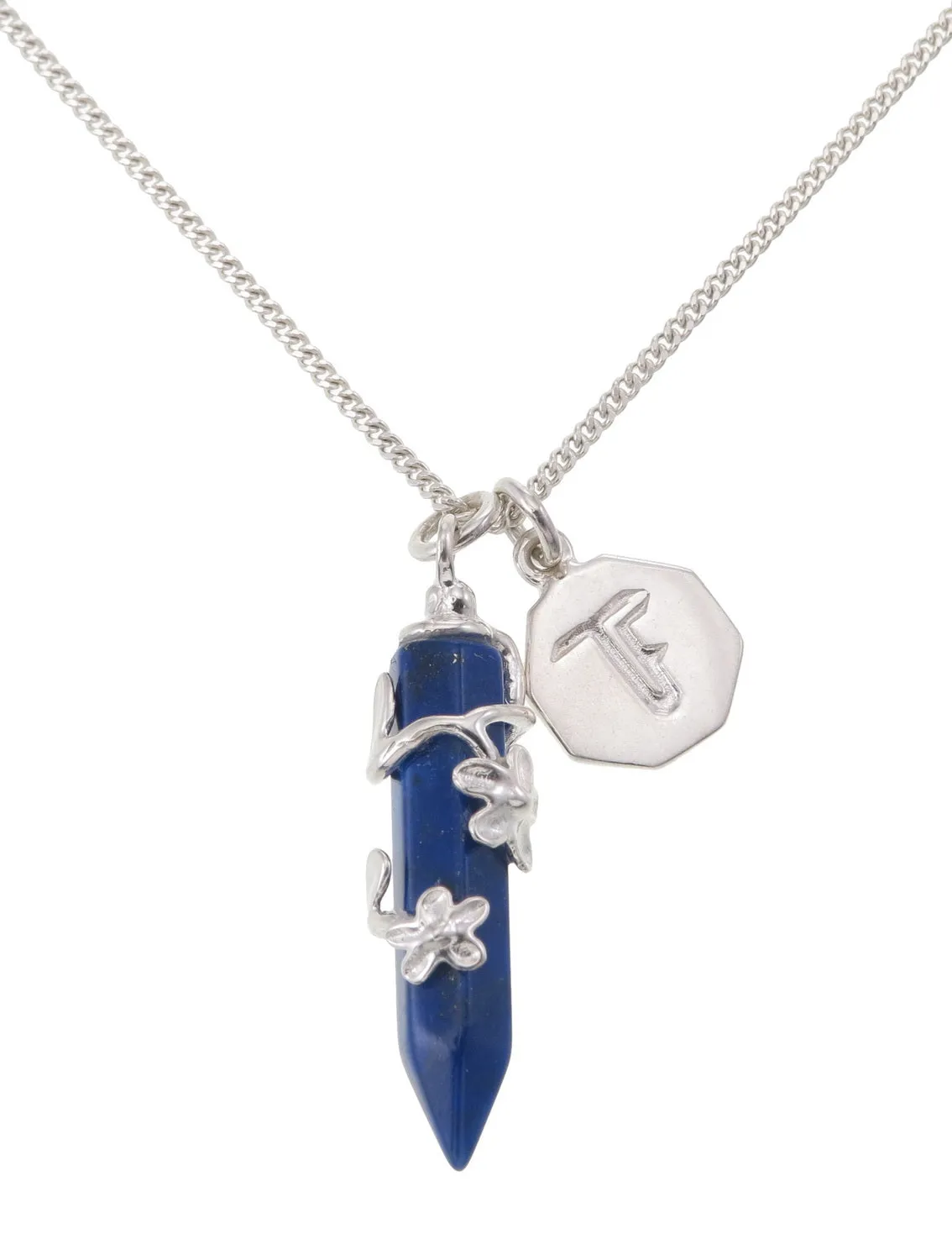 FLOWERING VINE NECKLACE - LAPIS LAZULI - SILVER