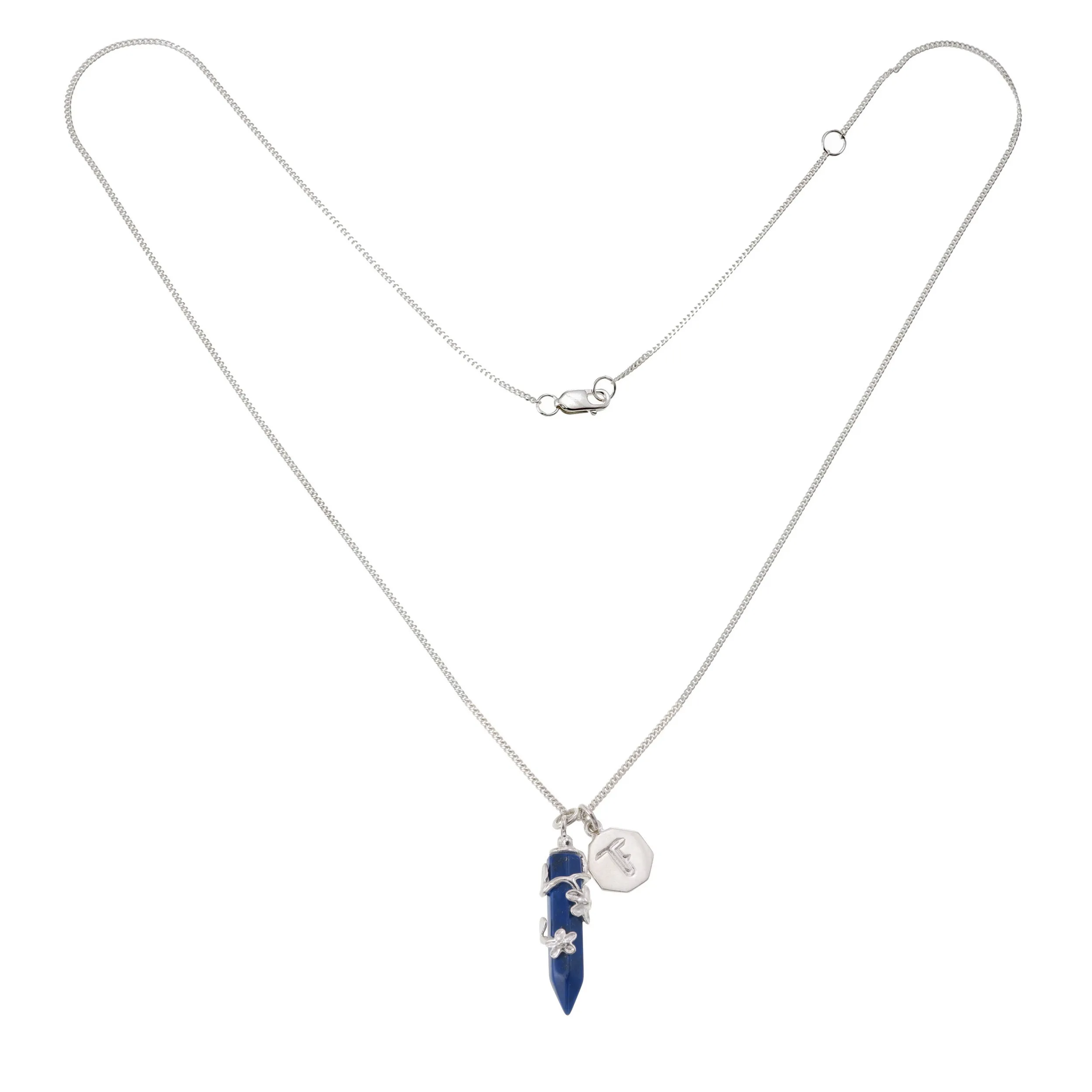 FLOWERING VINE NECKLACE - LAPIS LAZULI - SILVER