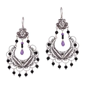 Frida chandelier earrings - jet stones
