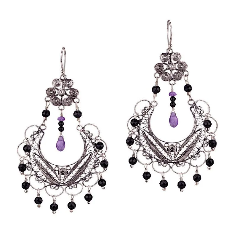 Frida chandelier earrings - jet stones