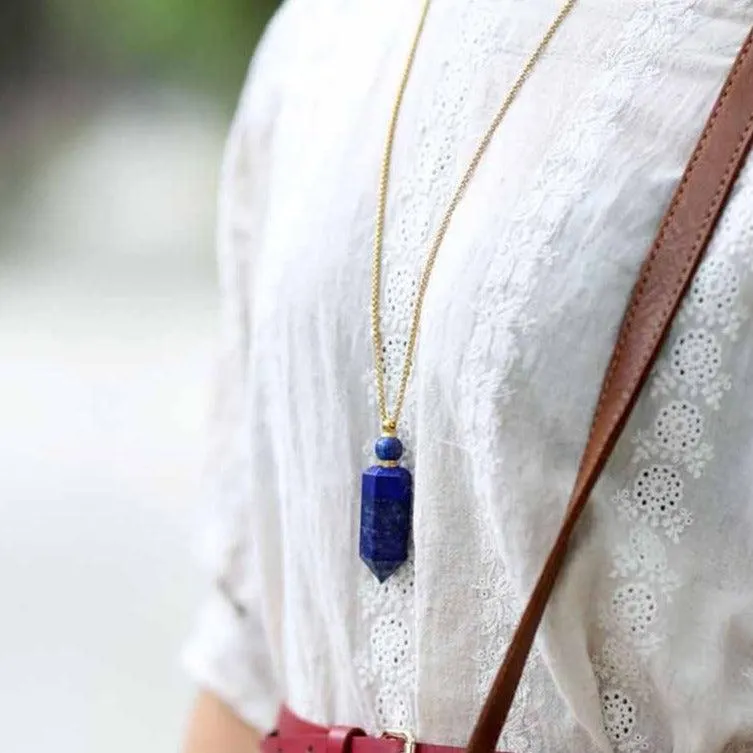 'Gamarra' Lapis Lazuli Essential Oil Diffuser Bottle Pendant Necklace