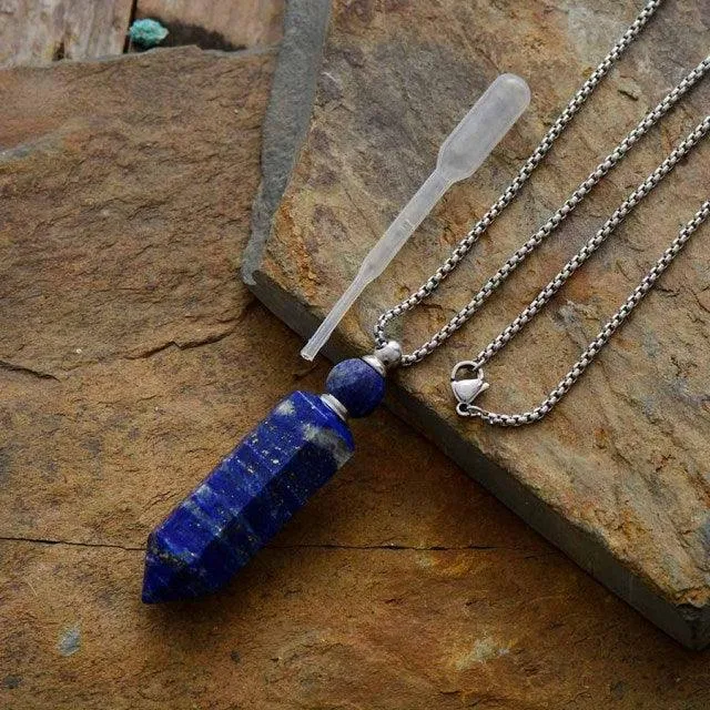 'Gamarra' Lapis Lazuli Essential Oil Diffuser Bottle Pendant Necklace
