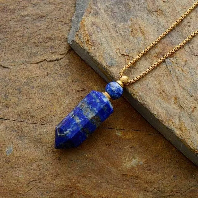 'Gamarra' Lapis Lazuli Essential Oil Diffuser Bottle Pendant Necklace