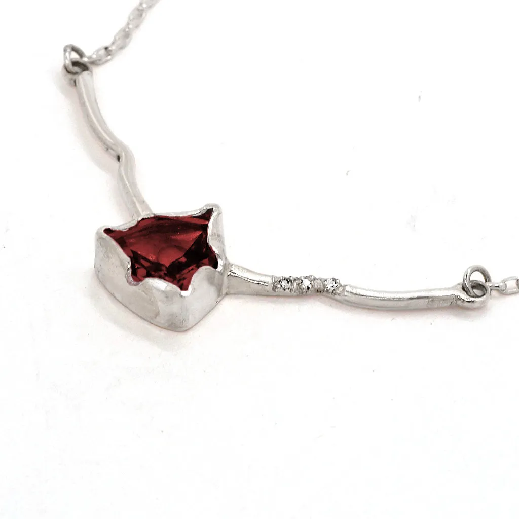 Garnet & Diamonds Bar Necklace