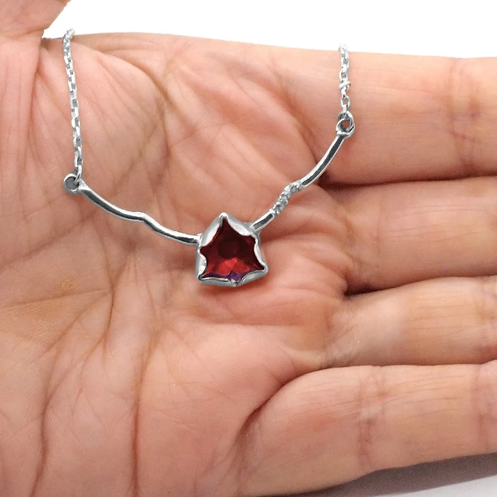 Garnet & Diamonds Bar Necklace