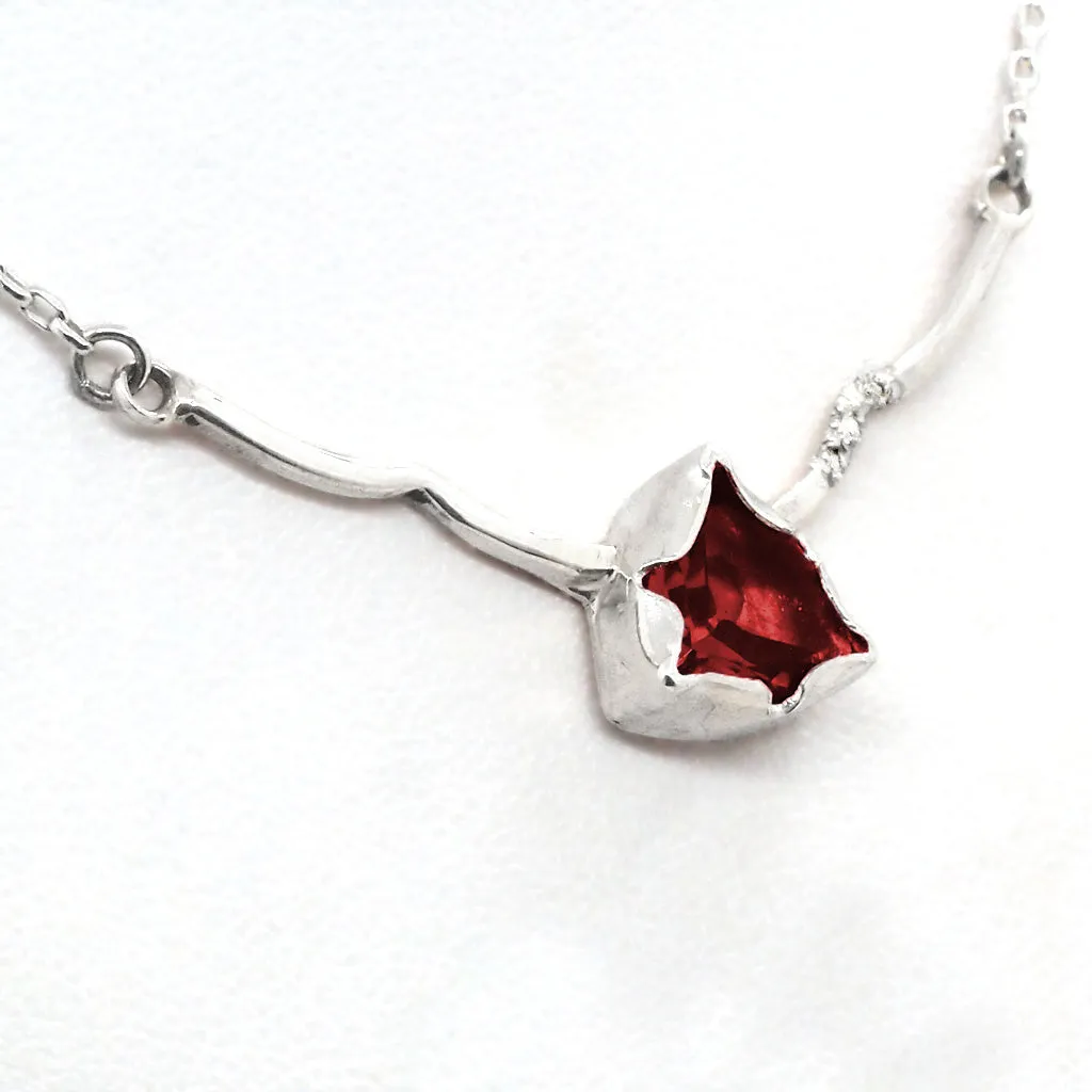 Garnet & Diamonds Bar Necklace