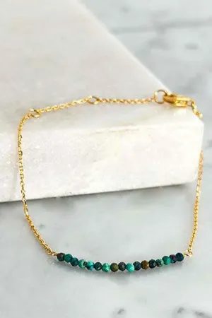 Gold Bracelet with Turquoise Beads