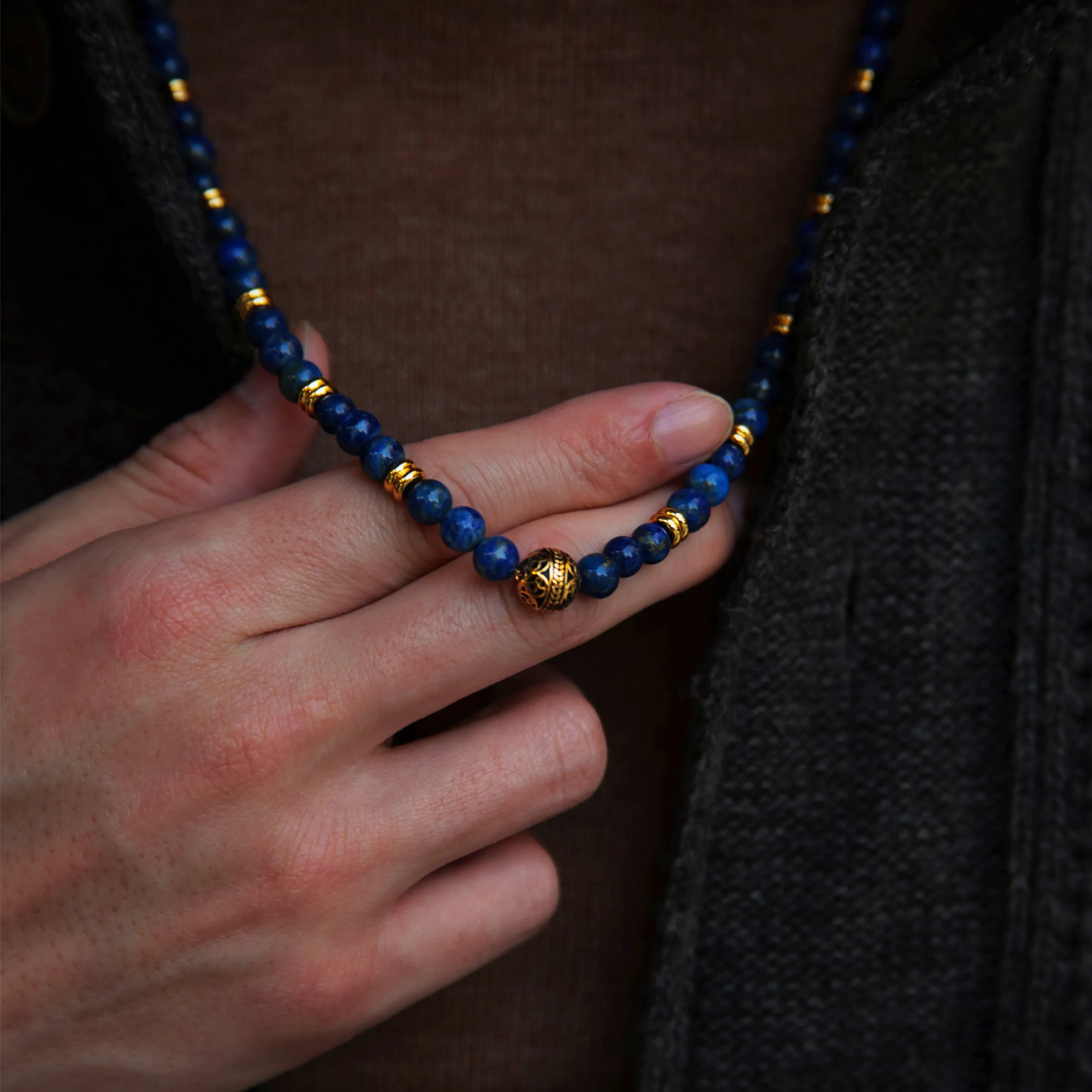 Gold Lapis Lazuli Crystal Necklace
