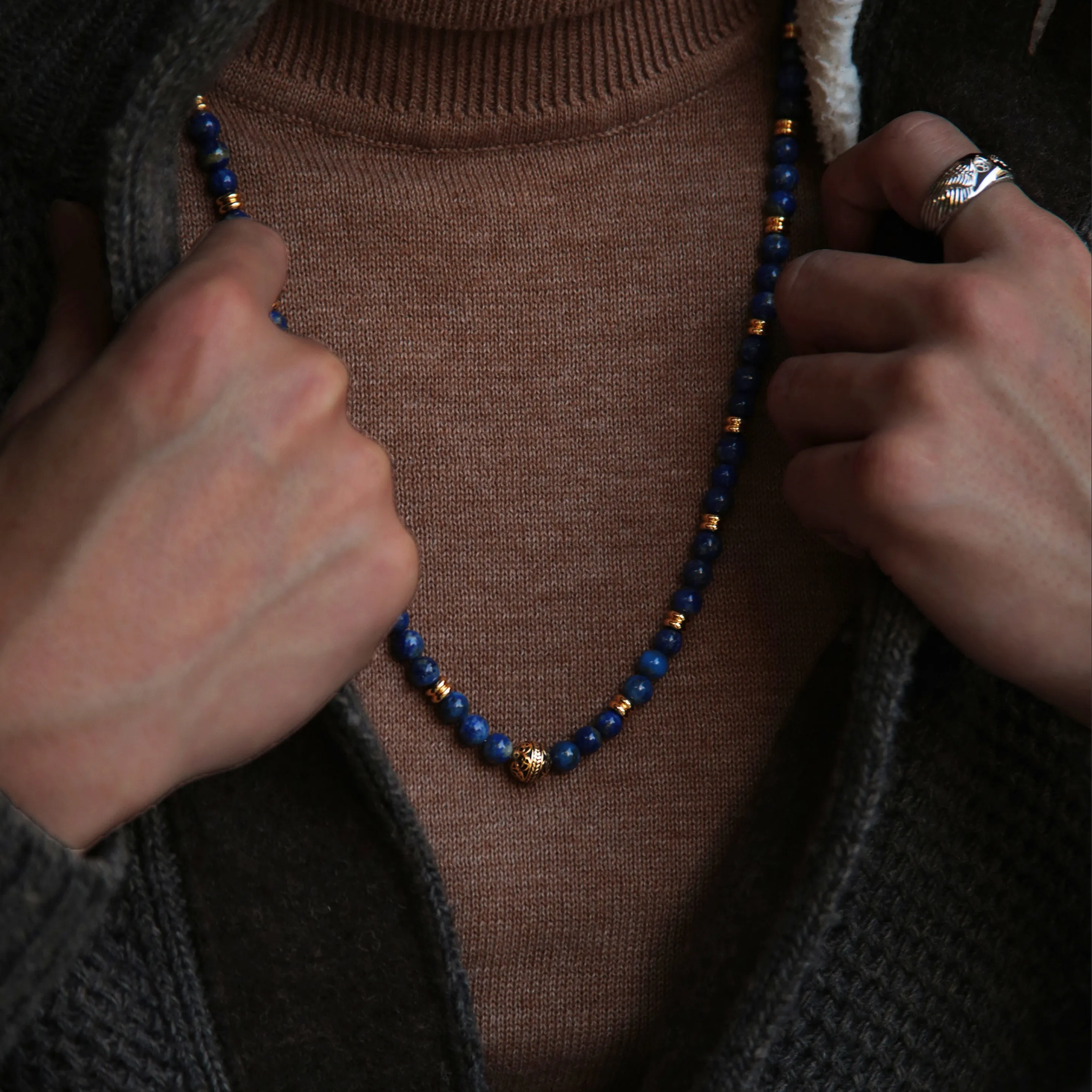 Gold Lapis Lazuli Crystal Necklace
