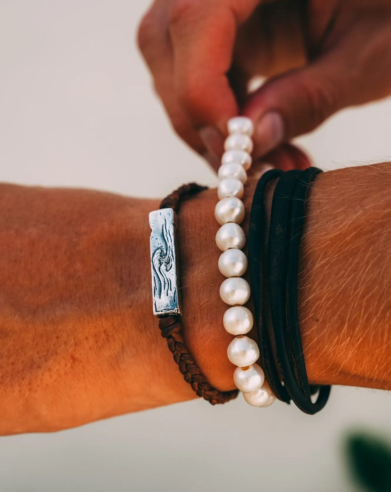 Gold White Pearl Bracelet