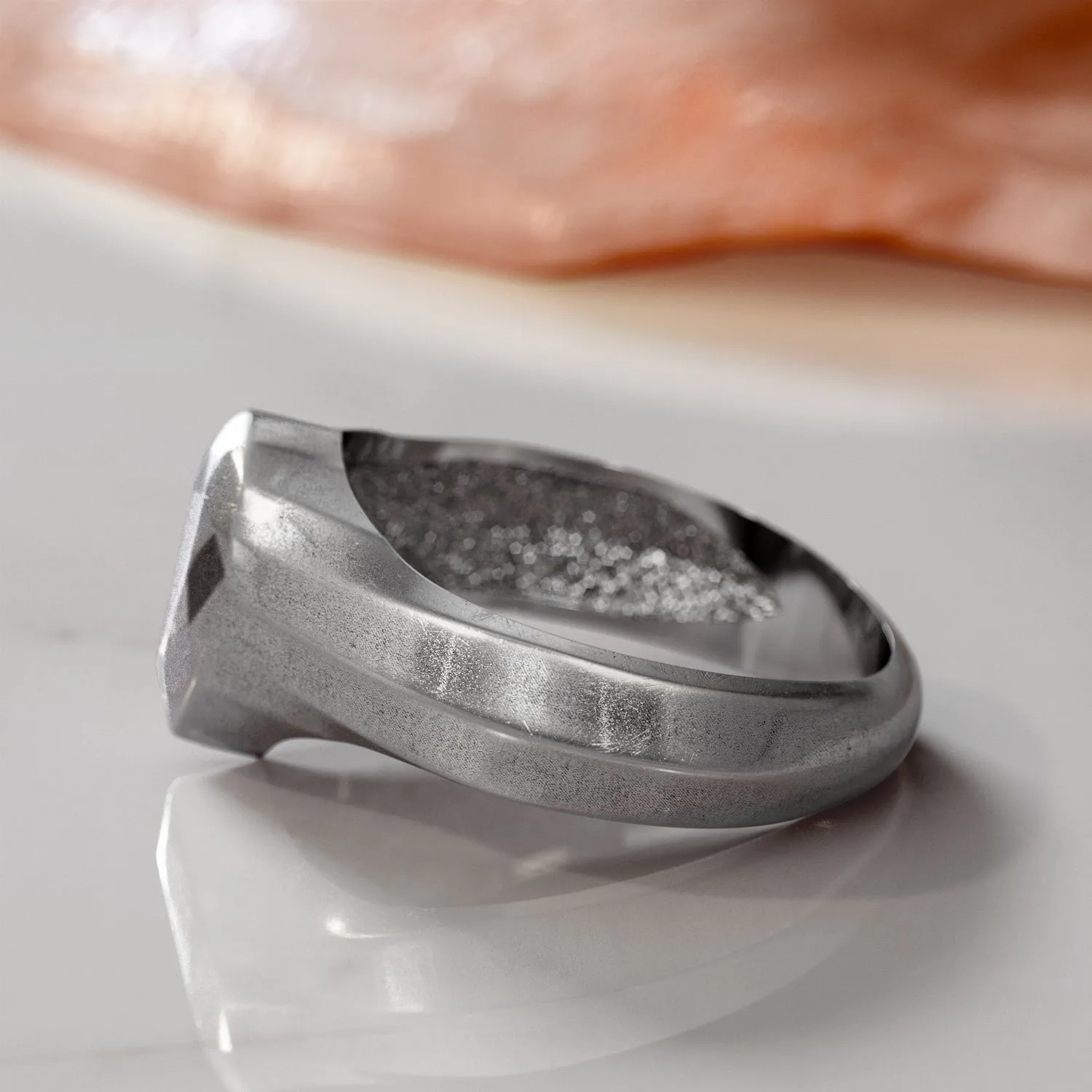 Golden Pear 14K Diamond Shaped Signet Ring For Men