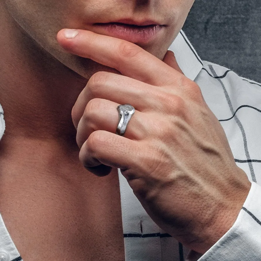 Golden Pear 14K Diamond Shaped Signet Ring For Men