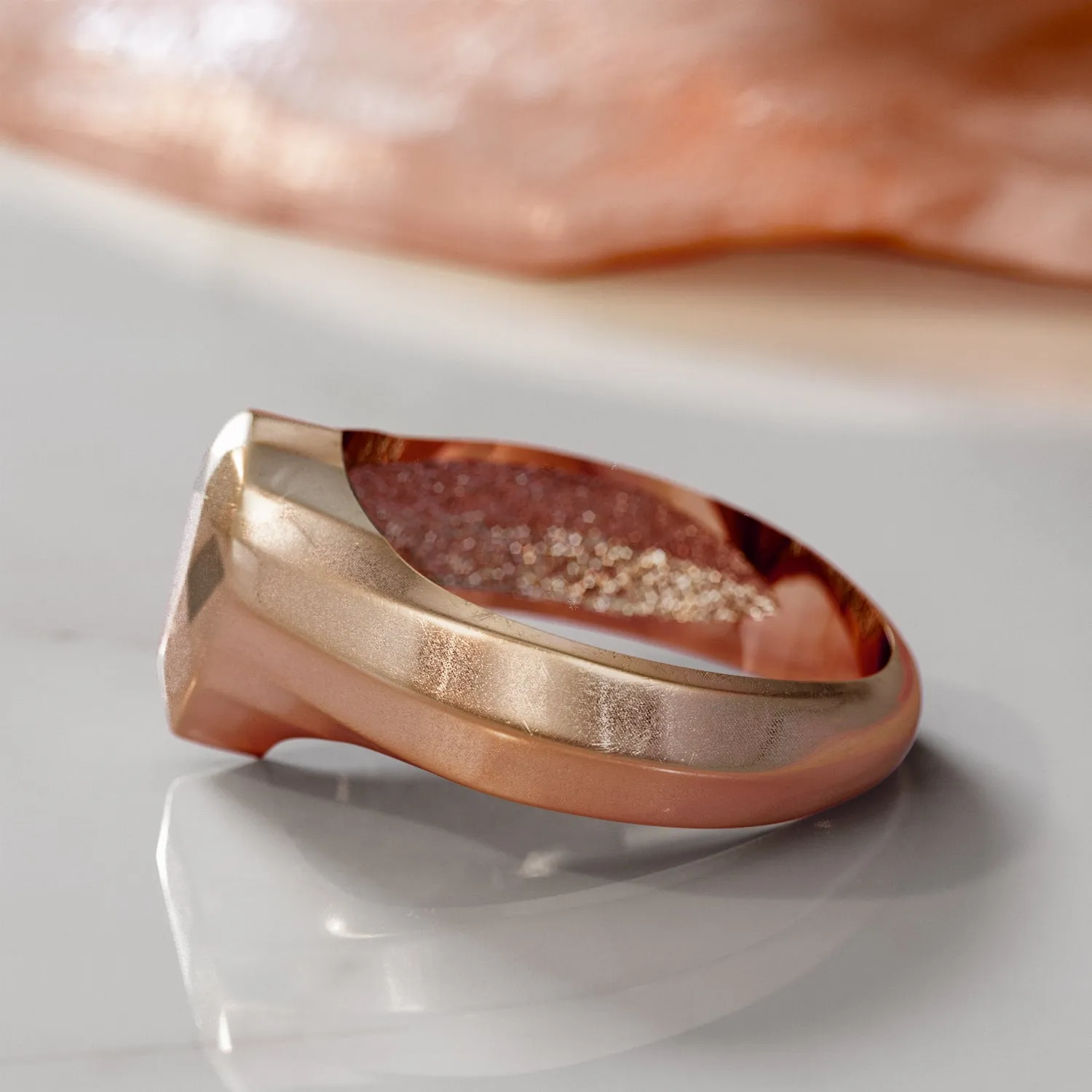 Golden Pear 14K Diamond Shaped Signet Ring For Men