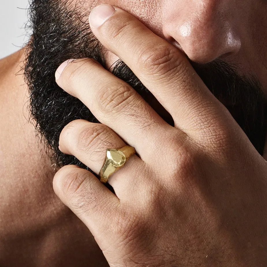 Golden Pear 14K Diamond Shaped Signet Ring For Men