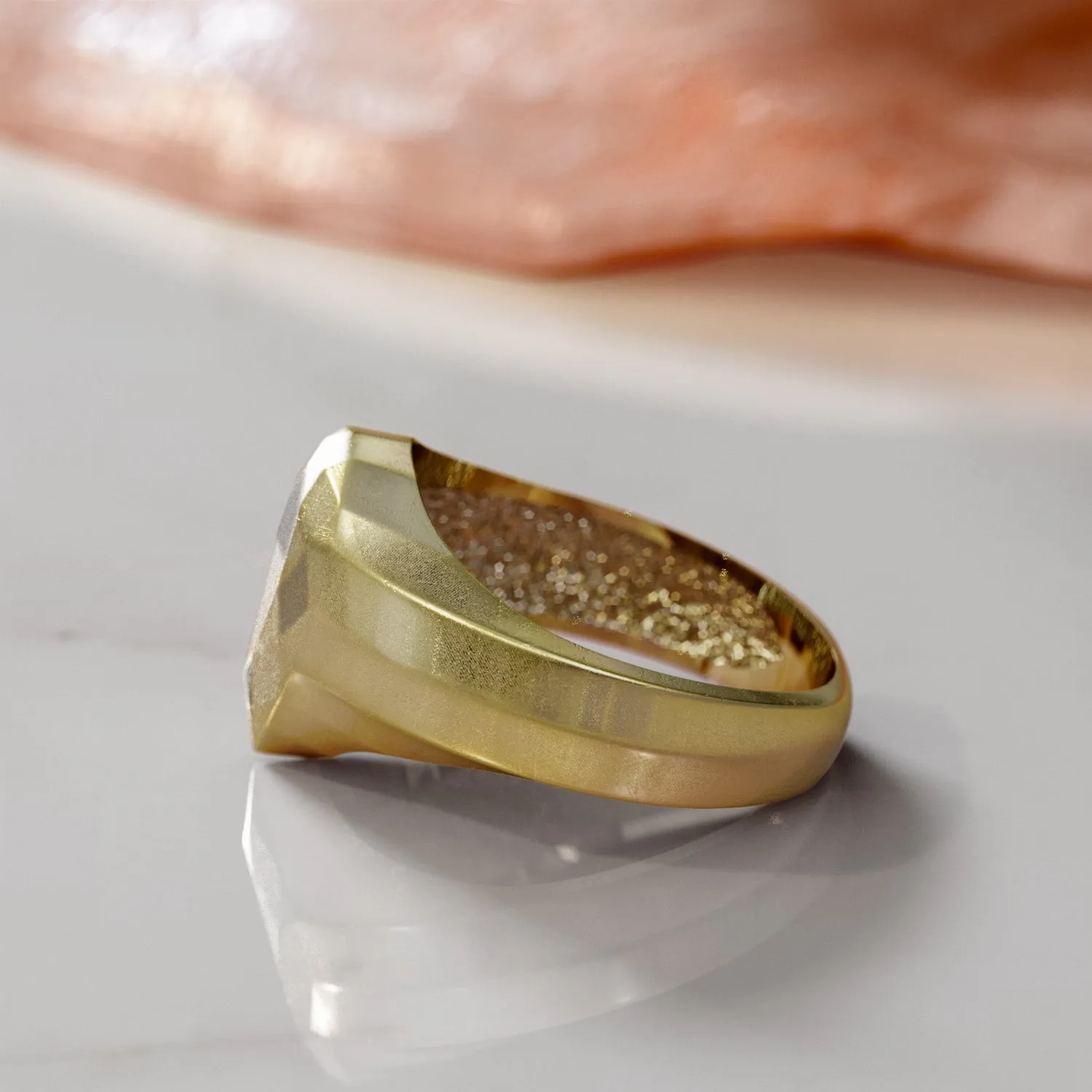 Golden Pear 14K Diamond Shaped Signet Ring For Women