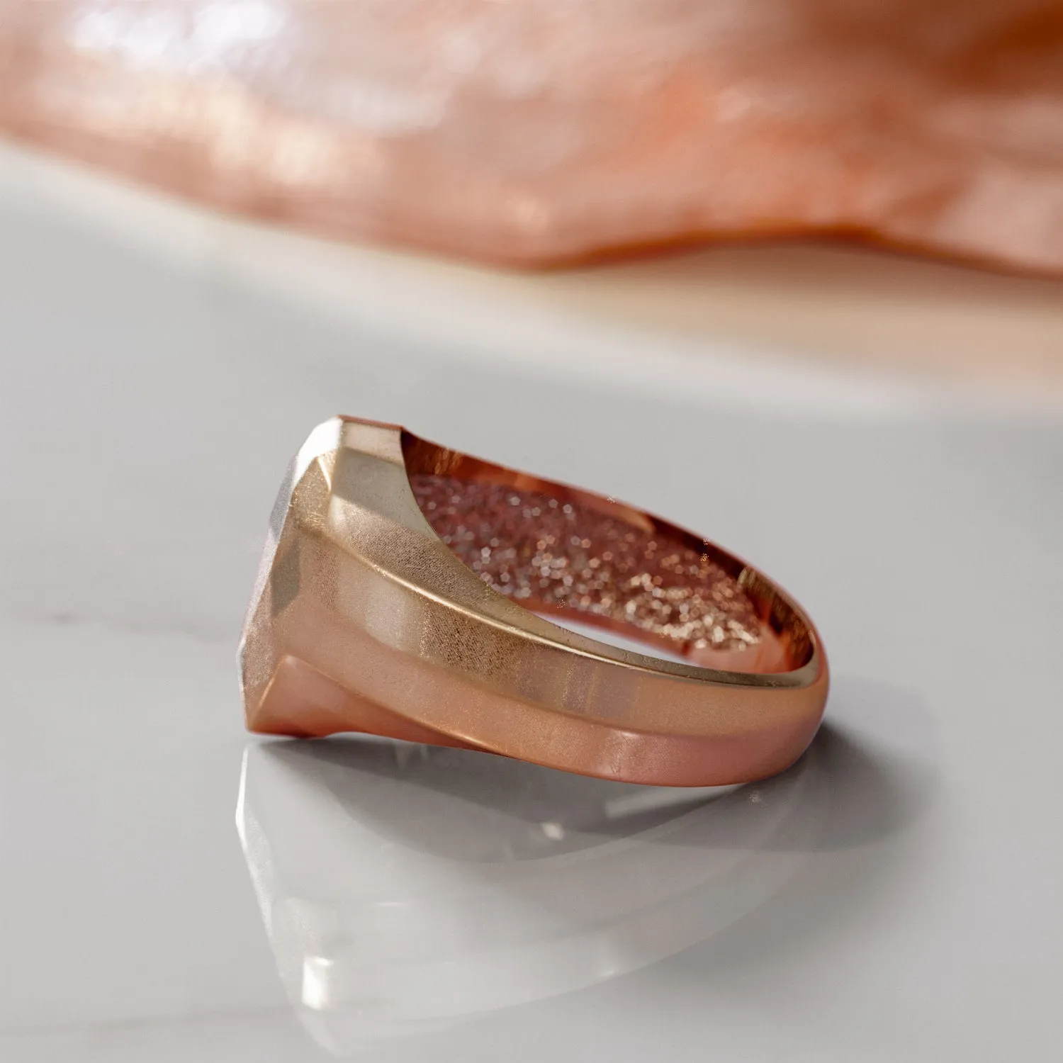 Golden Pear 14K Diamond Shaped Signet Ring For Women