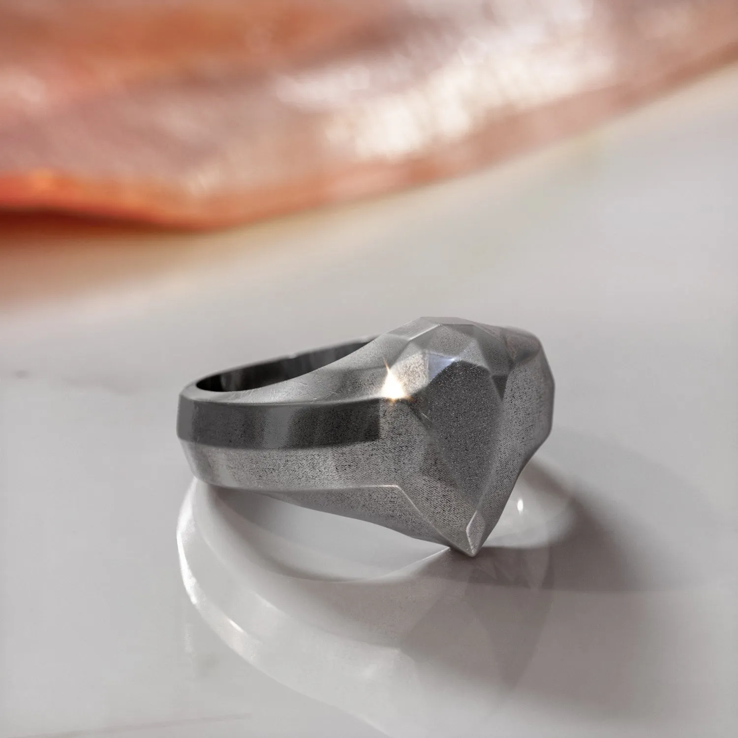 Golden Pear 14K Diamond Shaped Signet Ring For Women