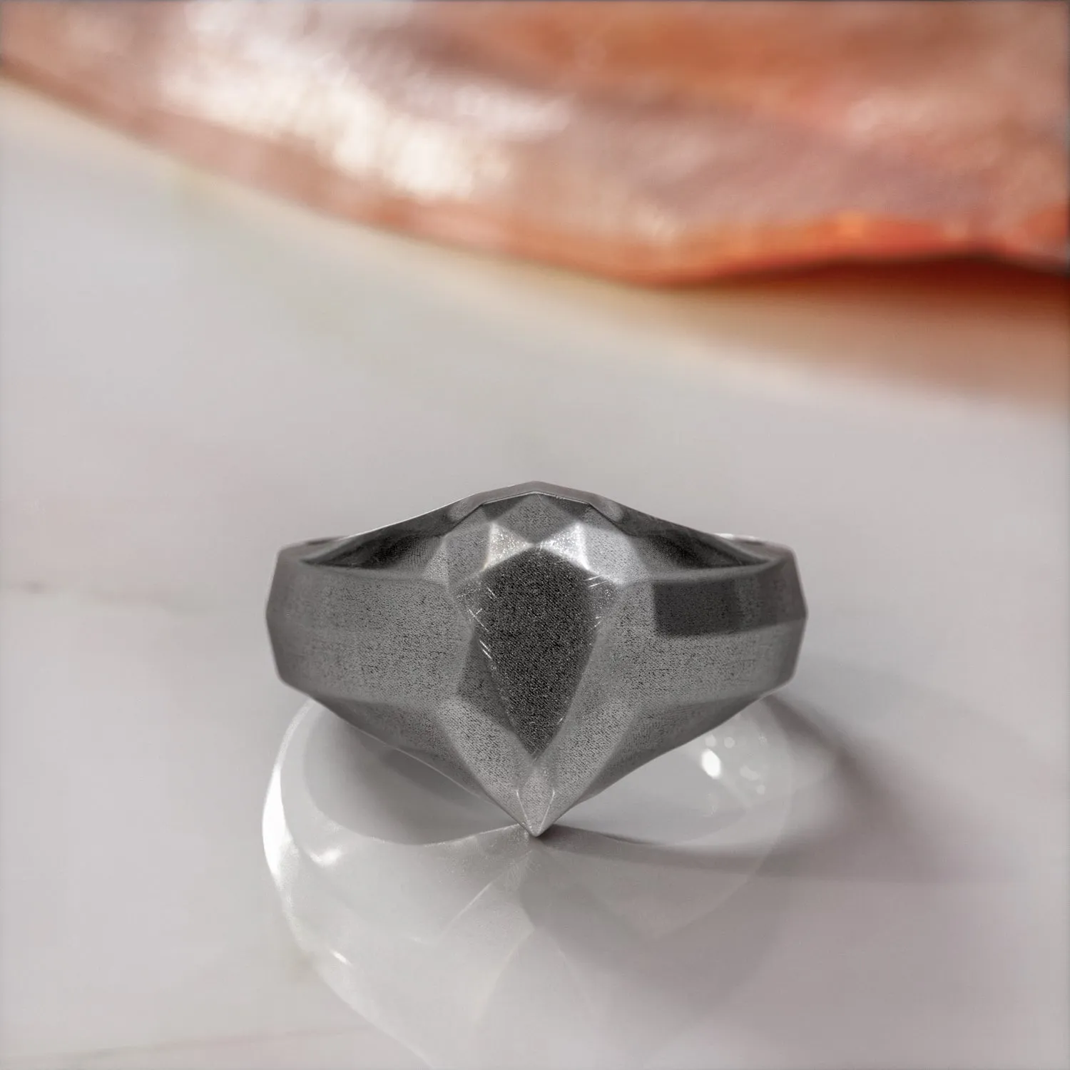 Golden Pear 14K Diamond Shaped Signet Ring For Women