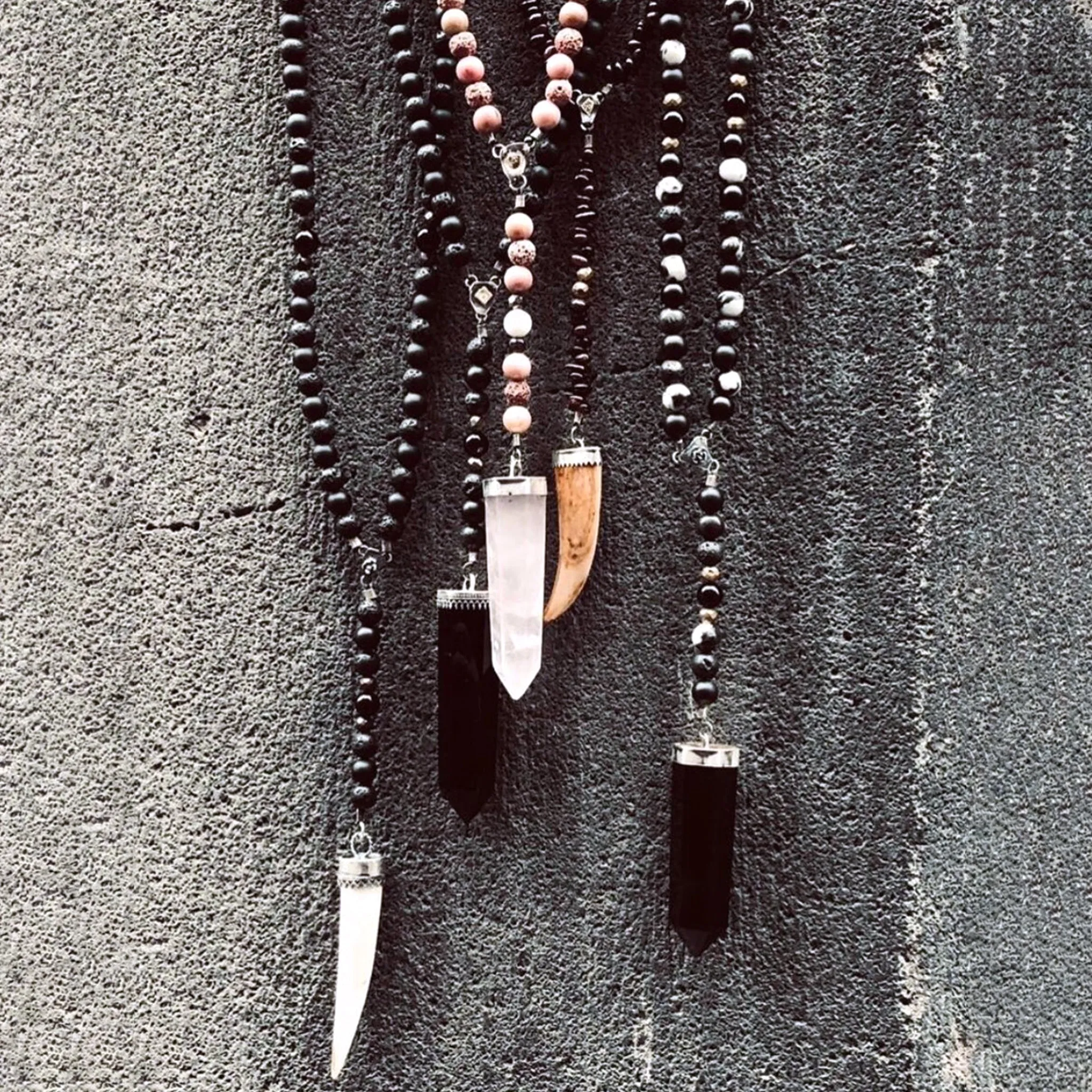 Handcrafted Prayer Beads - Blue (Onyx, Lava Stone, Lapis Lazuli, Agate)