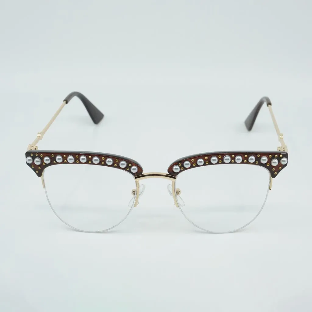 Hedi Metal Frame Rhinestone Inlaid Sunglasses