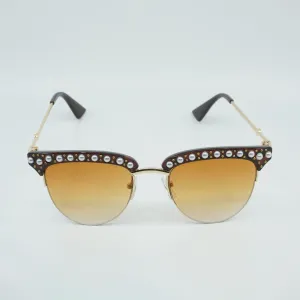Hedi Metal Frame Rhinestone Inlaid Sunglasses