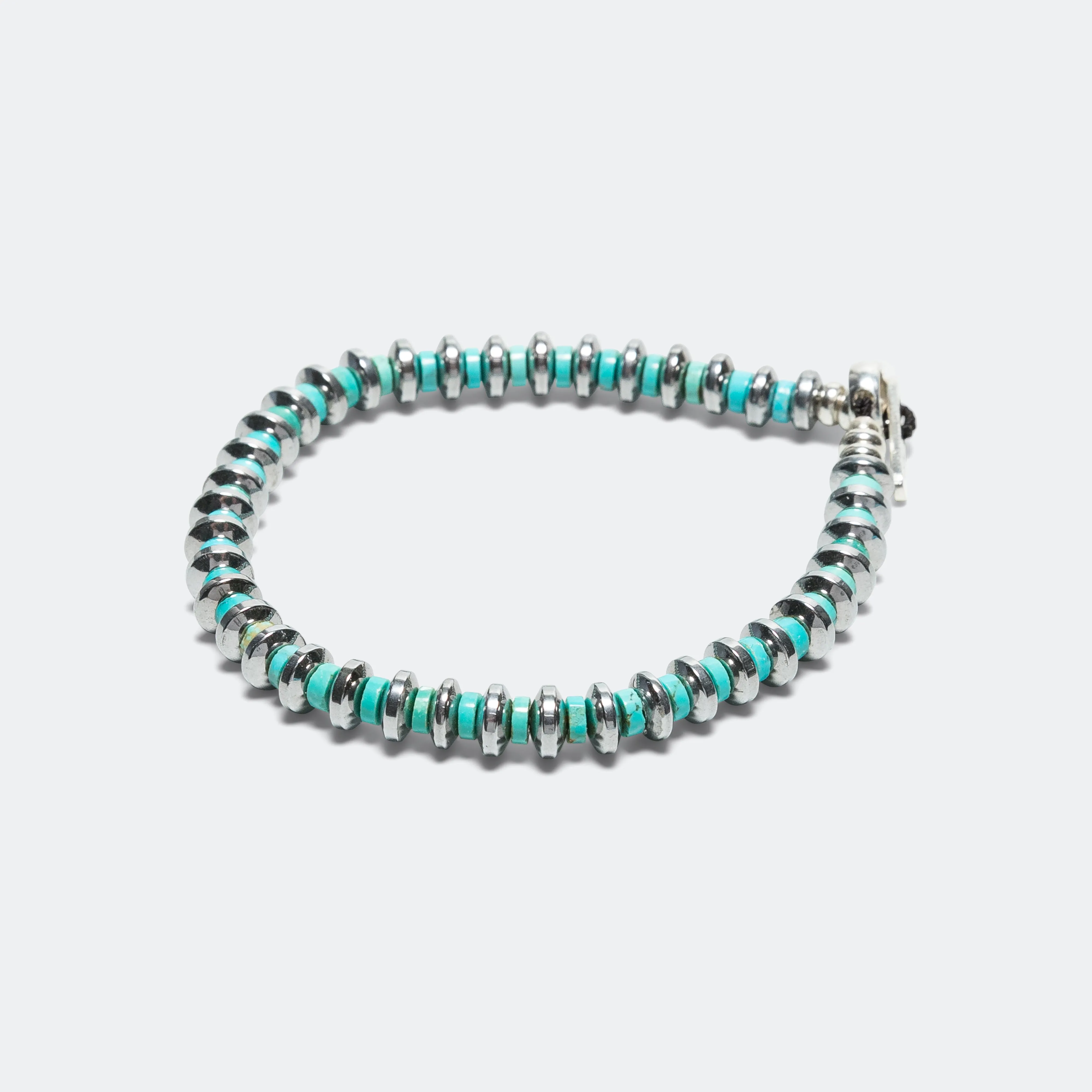 Hematite Roundel Bracelet - Turquoise
