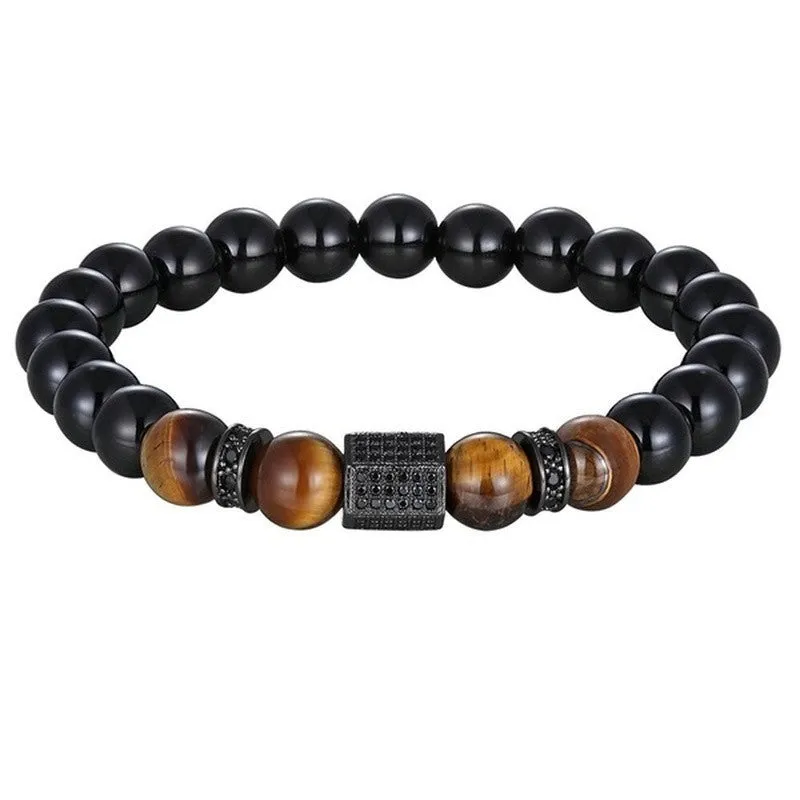 Hexagonal Copper Inlaid Zircon Elastic Bracelet