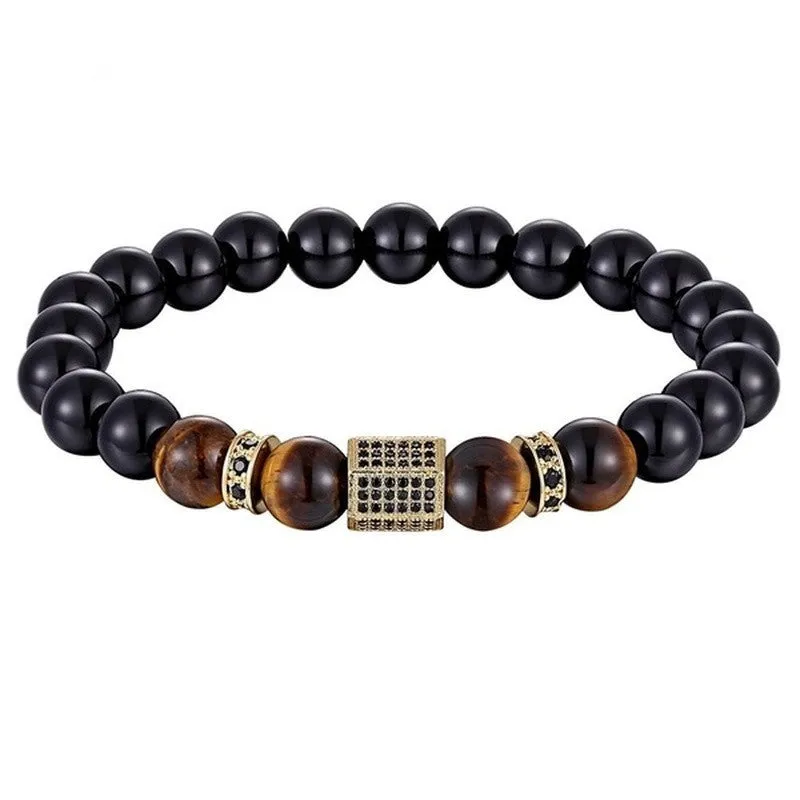 Hexagonal Copper Inlaid Zircon Elastic Bracelet