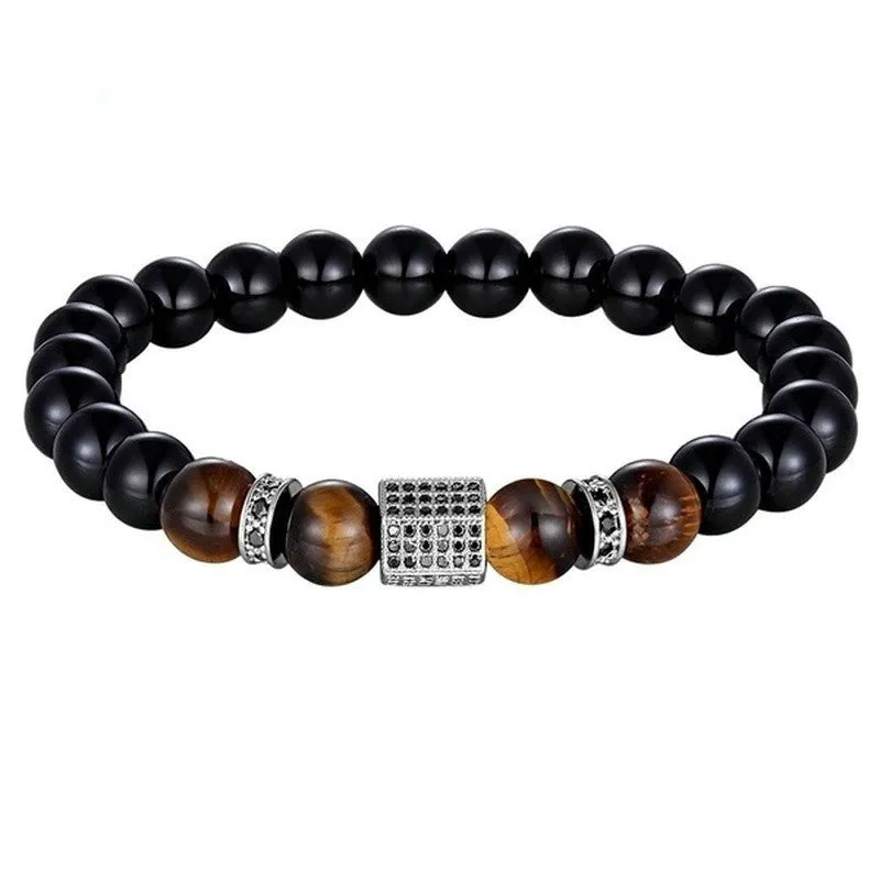 Hexagonal Copper Inlaid Zircon Elastic Bracelet
